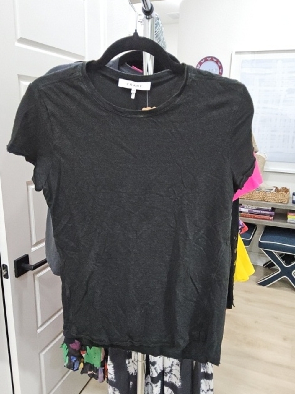 Frame Denim Black Short Sleeve Crewneck Tee